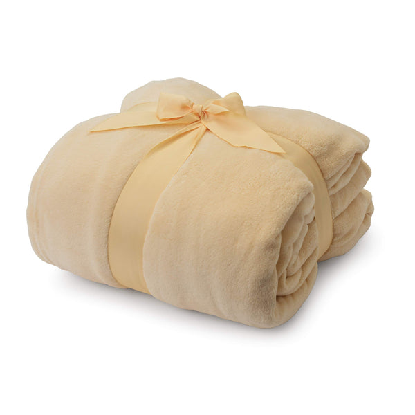 LUMALAND Sofa Kuscheldecke mit Ärmeln + Fußtasche - 150 x 180 + 35 cm - Beige
