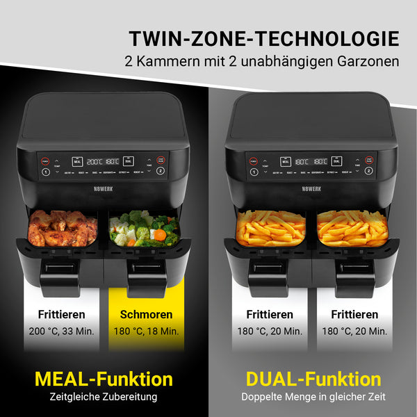 N8WERK Doppel-Heißluftfritteuse - 7,6l