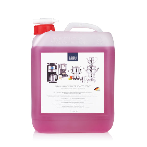 BEEM PREMIUM ENTKALKER KONZENTRAT - 5 l Universal-Entkalker für Kaffeemaschinen und mehr, mit Farbindikator, made in Germany.