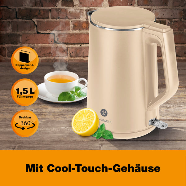 Kochwerk Wasserkocher mit Cool-Touch-Gehäuse - Sand