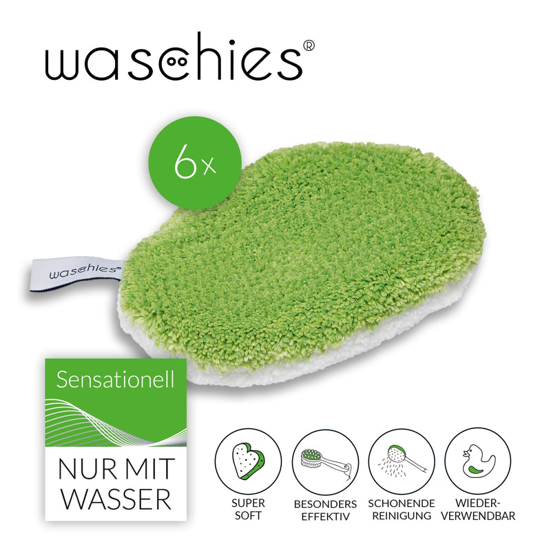 waschies Baby- &  Kinder-Waschpads 6er-Set - grün/weiß