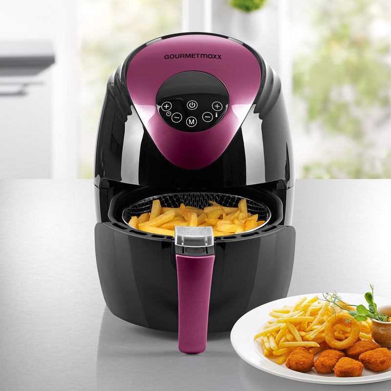 GOURMETmaxx Heißluft-Fritteuse Digital 2,5l 1500W - Schwarz/Beere