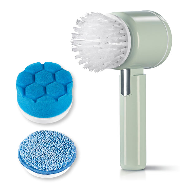 CLEANmaxx Akku-Reinigungsbürste Mint mit 3 Aufsätzen, 2 Geschwindigkeitsstufen, kabellos und USB-aufladbar für vielseitige Reinigung.